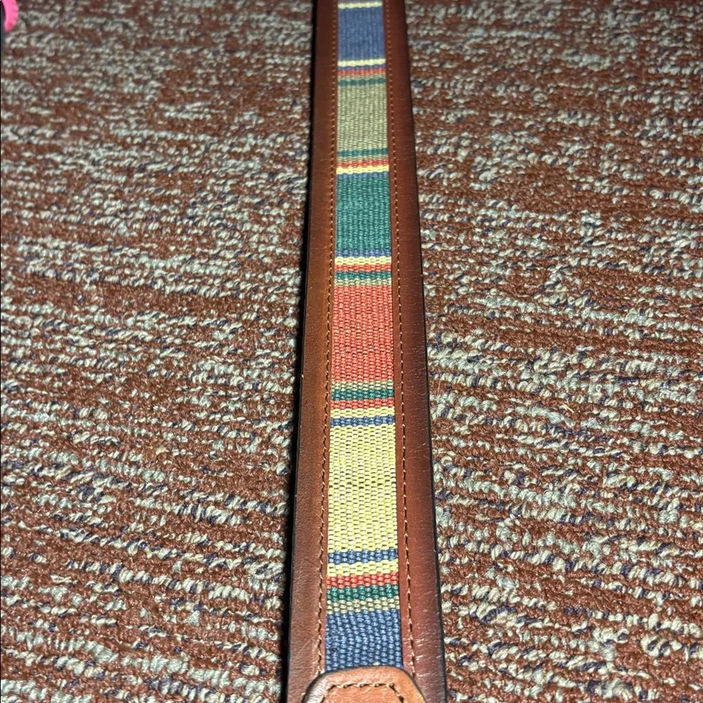 Columbia wide leather belt with Guatemalan fabric inlay bohemian belt LG 38-40